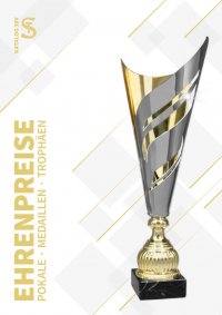3er-Serie Sport-Pokale mit Wunschgravur/Emblem silber/grün 54590 